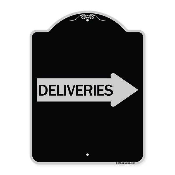 Signmission Deliveries With Right Arrow Heavy-Gauge Aluminum Architectural Sign, 24" x 18", BS-1824-24362 A-DES-BS-1824-24362 - main